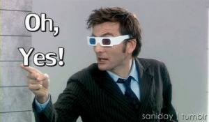 3d glasses,doctor who,yes,yeah,david tennant,pointing