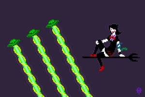 touhou,pixel art,my art,ignore me,nue houjuu,moo moo here moo moo there whoops the moos are gone,on a side note while i was cycling on sunday i realized how old mcdonald had a farms lyrics can be e,invasion of loyalty