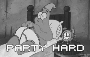 party hard,spongebob squarepants,black and white,patrick