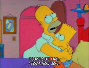 i love you,season 3,homer simpson,bart simpson,kiss,episode 7,hug,sweet,aww,3x07