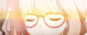 kyoukai no kanata,anime girl,mirai kuriyama,cute anime,anime,cute girl with glasses,gifif