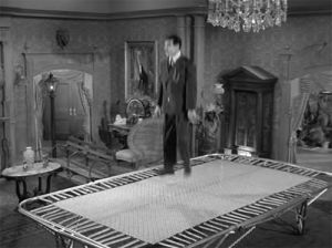 addams family,the addams family,trampoline,gomez addams,black and white,60s,1960s,tv shows