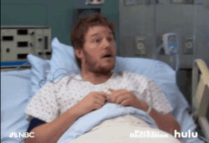 patient,get well,get well soon,tv,andy dwyer,feeling better,chris pratt,parks and recreation,hulu,nbc,thumbs up