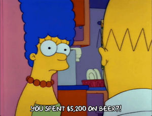 season 3,homer simpson,marge simpson,episode 11,angry,beer,money,homer,marge,3x11