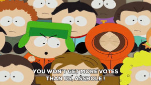 angry,kyle broflovski,kenny mccormick,yelling,sitting,staring,insulting
