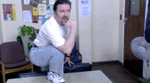 david brent,ricky gervais,the office,photo,king,uk,poses,of the universe