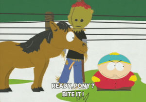 eric cartman,horse,grass,fence