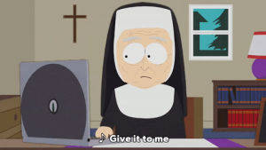 computer,surprised,nun
