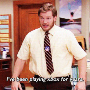 computer,parks and recreation,technology,chris pratt,xbox,april ludgate,andy dwyer
