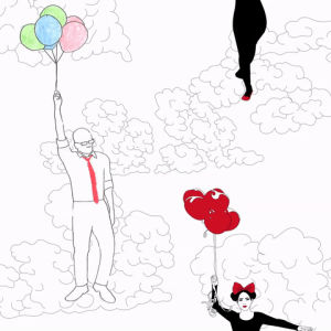 xavieralopez,drawing,hand drawn,balloons,art,animation,loop,friends,sky,clouds,fly,pacman,collaboration,collab,gereezi