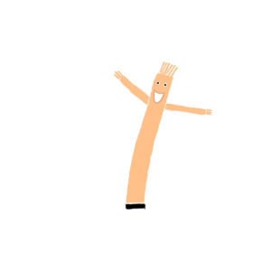 illustration,thoka maer,inflatable tube man,joy,tubeman,dance,happy,excited,colored pencil