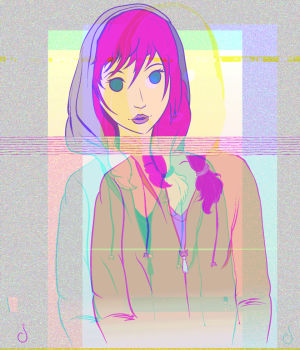 illustration,glitch,glitch art,databending,pink hair