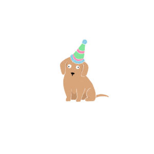dog birthday,puppy,illustration,happy birthday,dog,tail,thoka maer,party hat