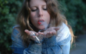 joint,happy,nature,smoke,weed,blonde,high,smoke tricks,jean jacket