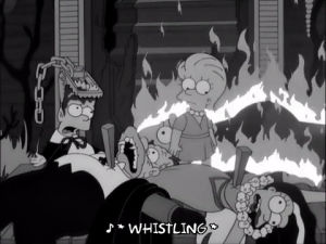 nothing to see here,black and white,lisa simpson,episode 1,fire,death,season 12,murder,12x01,dominic monaghan s