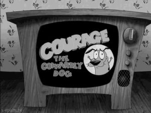 tv,dog,black and white,cartoon,grunge,courage,courage the cowardly dog
