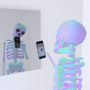 skeleton,selfie,iphone,mirror