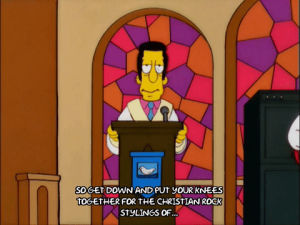 reverend lovejoy,episode 14,angry,season 11,podium,11x14,feisty,chopping mall