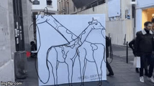 perspective,elephant,giraffes,art