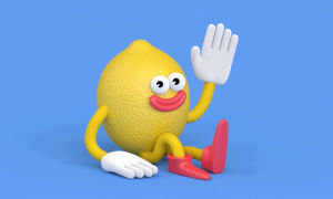 waving,funny,flirting,3d,hi,lemon,fruit,fruits,waves,3d art,memmil,youre sweet,artist