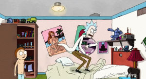 morty smith,rick and morty,rick sanchez,rick in bed