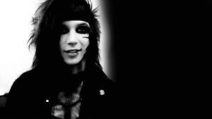 black veil brides,black and white,smile,andy biersack,andy sixx