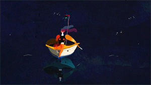 small boat,melancholy,rowing,night,women,colors,waves,poetry,mood,desnos