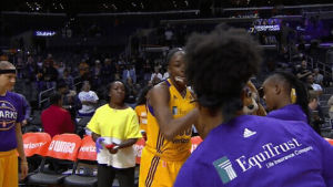 happy,excited,wnba,los angeles sparks,la sparks,nneka ogwumike,introduced,high five,its time,lets go