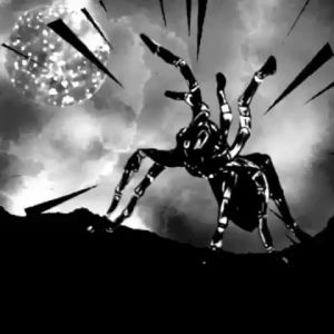 black and white,sequins,animation,film,illustration,night,dark,disco,spider,bug,insect,tarantula