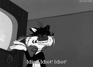 slapping,cat,black and white,cartoon,idiot