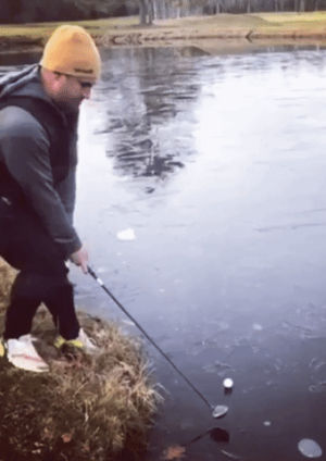 golf,ball,icy,water,satisfying,hitting