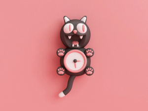 waiting,clock,animation,happy,cute,illustration,3d,time,neko,no matter what,fox horror