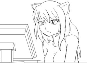 catgirl,computer,looking
