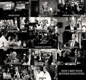 himym,black and white,black,tv show,how i met your mother,high,high five,barney stinson,high fives
