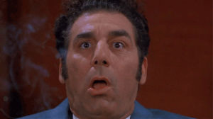 seinfeld,cosmo kramer,jerry seinfeld,cosmo,tv,television,reaction,laughing,shocked,reaction s,kramer,jerry,newman