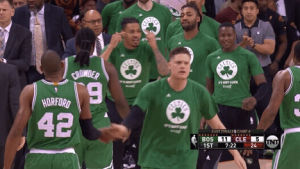 basketball,nba,excited,playoffs,pumped,boston celtics,nba playoffs,2017 nba playoffs,eastern conference finals,bench reaction,conference finals,our time,lets go