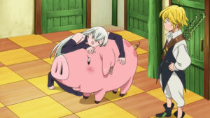 seven deadly sins,hawk,anime,happy,excited,pig