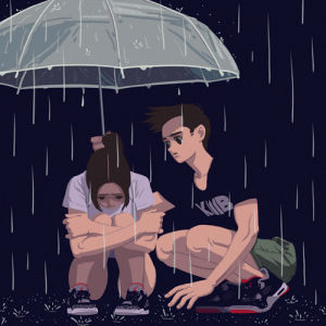 rain,illust,rain drop,loop animation,animation,girl,loop,illustration,summer,boy,umbrella,tvp