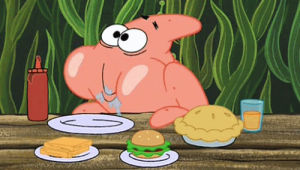 hungry,patrick,drool,food,spongebob,spongebob squarepants