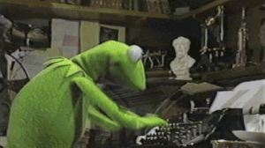 kermit typing,kermit,kermit the frog,memes,writing,meme,typing,working,typewriter,best,giffy,free download,fast typing,funny memes,hilarious,workplace,email,vriska is the best