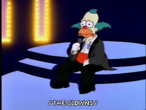 krusty the clown,krusty the klown,singing,sad,season 4,crying,episode 22,stage,4x22