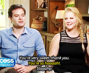 bill hader,amy schumer,trainwreck,yes amy bills right please stop,why is everyone talking about how hot bill is recently,first mindy now amy and this interviewer