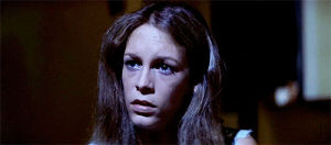 GIF jamie lee curtis, film, halloween, best animated GIFs girl power, total film, laurie strode, michael myers, free download slasher movie, final girl, bechdel test 