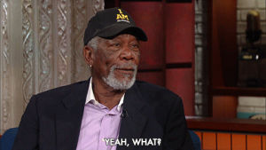 weird,confused,stephen colbert,silly,morgan freeman,late show,cross eyed,cross eyes,what