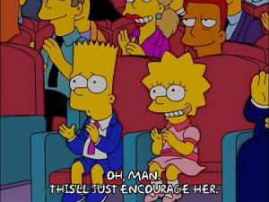 applause,bart simpson,lisa simpson,episode 4,season 14,clap,14x04,side eyes,good lord i think im gonna pass out