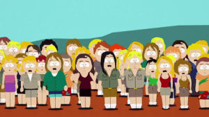 south park,scared,crowd,group