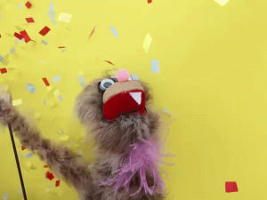 happy new year,confetti,new years eve,puppet,hazelnut blvd,happy,party,excited,nye,partying