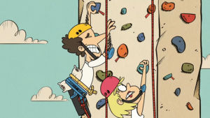 rock climbing,animation,cartoon,nickelodeon,falling,the loud house