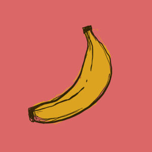 banana,crazy,fruit,pink,doodle,yellow,potassium,denyse mitterhofer,platano