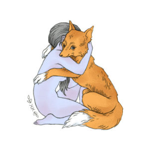fox,hug,hugging,cute,cartoon,drawing